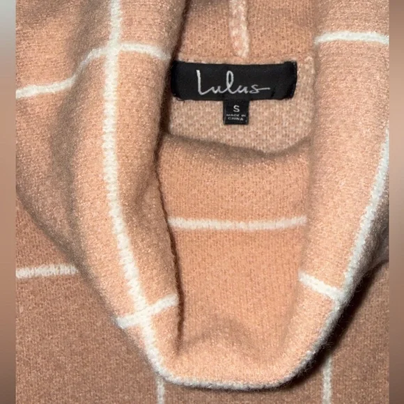 Lulu's Camel Windowpane Cowl Sweater - Picture 3 of 3